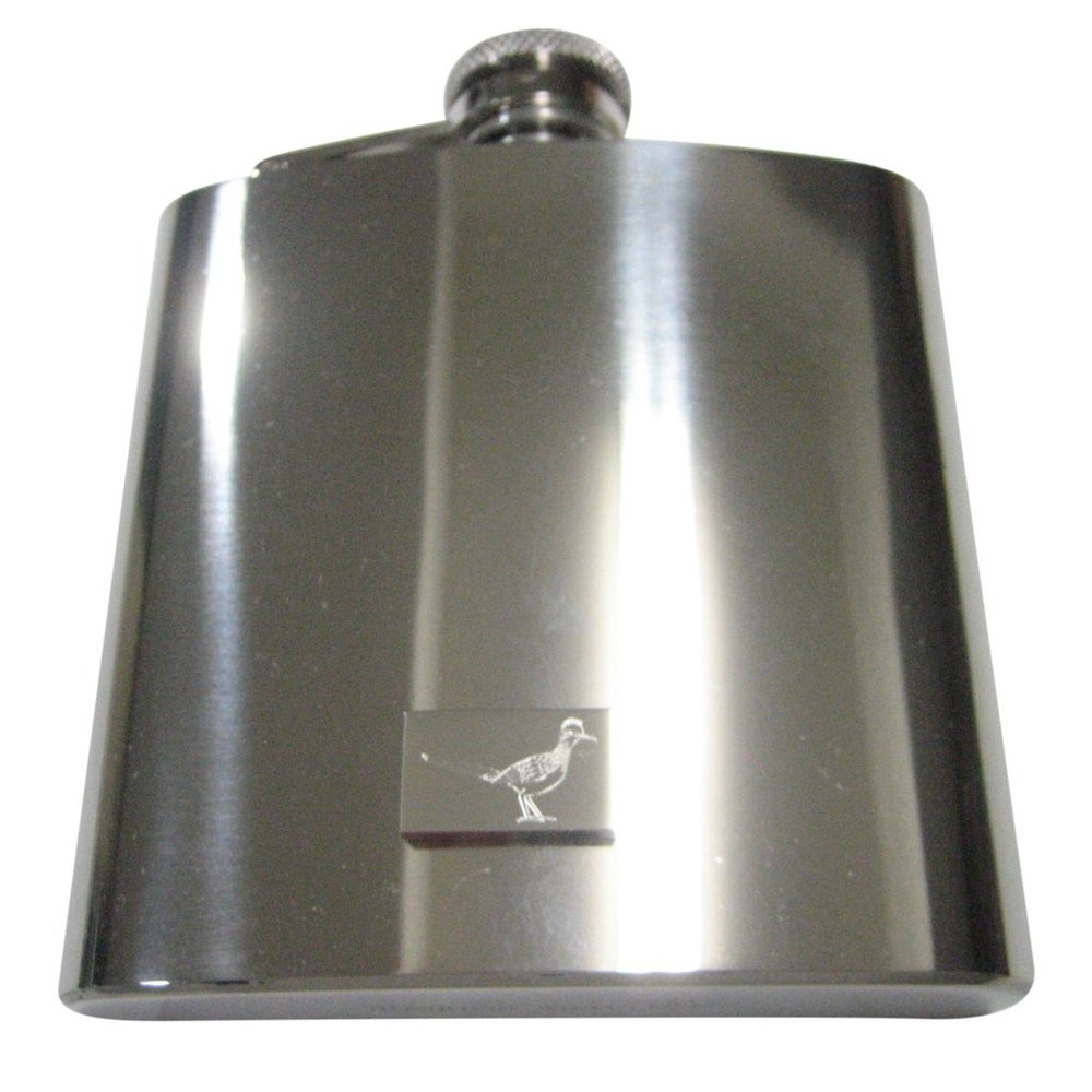 Silver Toned Rectangular Etched Roadrunner Bird 6… - image 1